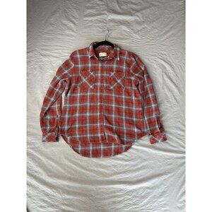 Universal Threads Womens Orange Flannel S long sleeve button up collared cotton‎